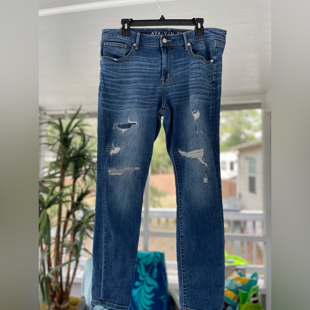 Ava & Viv Skinny Distressed Jeans Size 14W